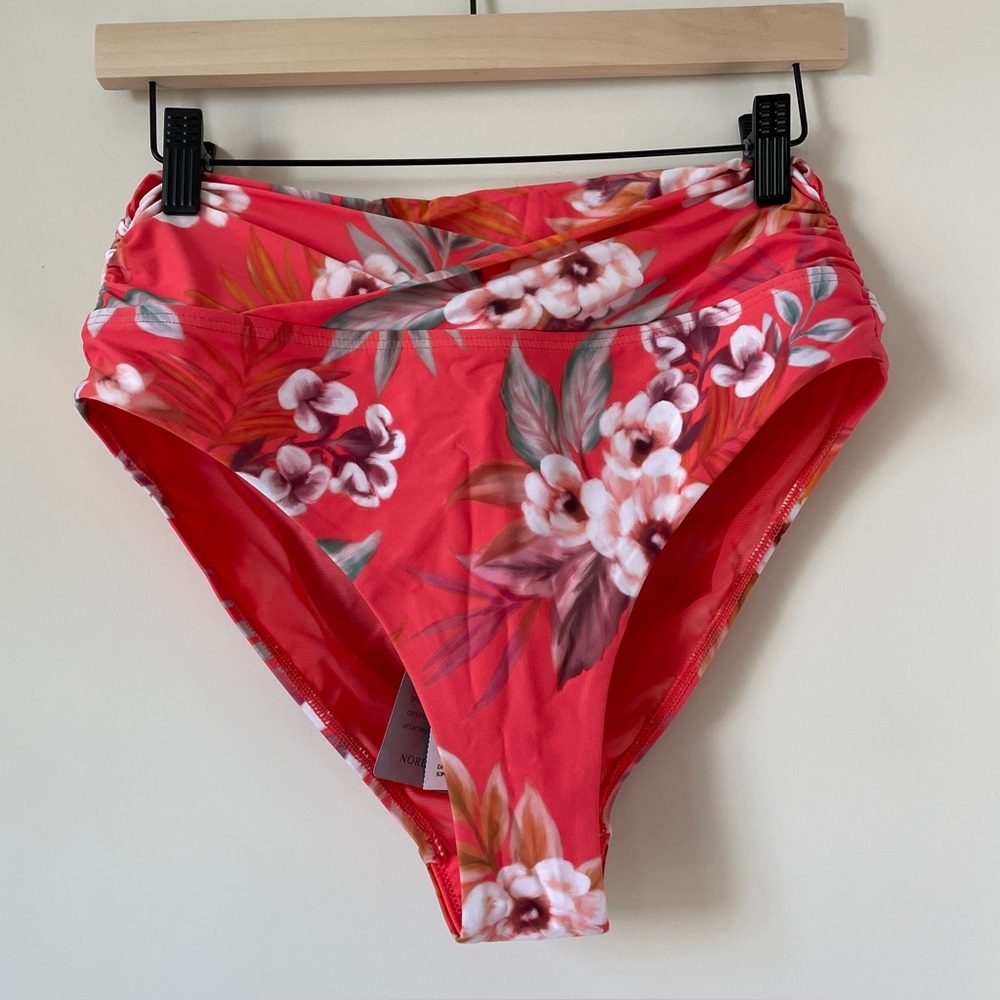 NWT SEA LEVEL Floral Print Bikini Bottoms - size 8 USA cross over wide waist